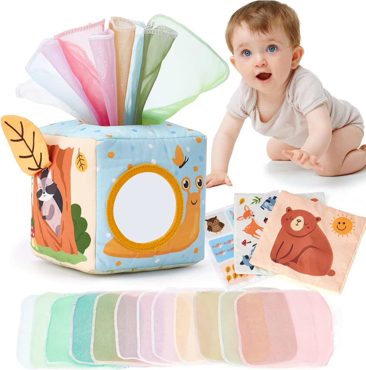 Cube d'apprentissage en bois - Boîte à mouchoirs sensoriels - Jeux & Sens Cube d'apprentissage en bois - Boîte à mouchoirs sensoriels - Jeux & Sens