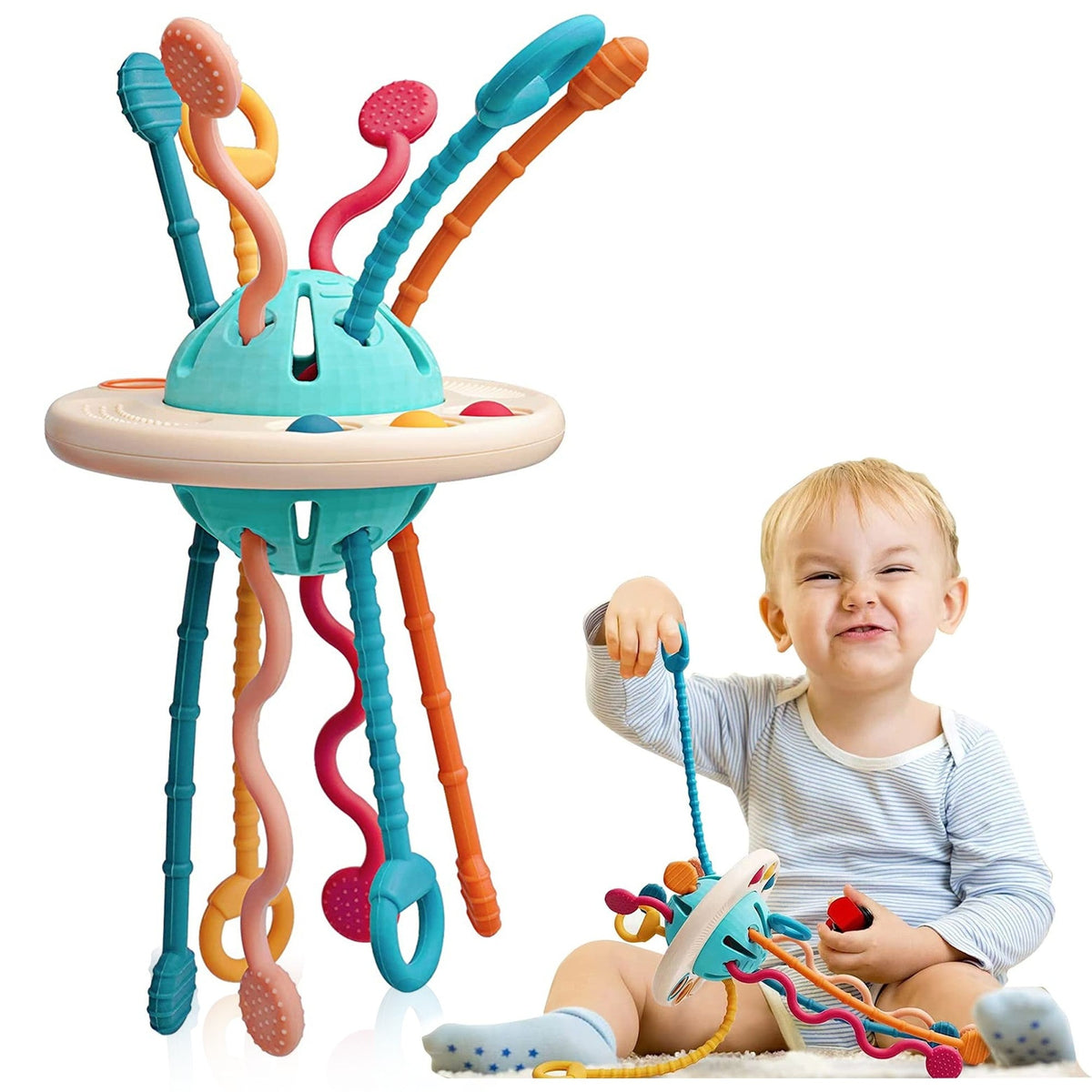 Jouets pour Bebe 1 2 Ans, Sensoriel Corde à Tirer en Silicone Jouet pour Bébé Naissance 12 18 Jouets pour Bebe 1 2 Ans, Sensoriel Corde à Tirer en Silicone Jouet pour Bébé Naissance 12 18