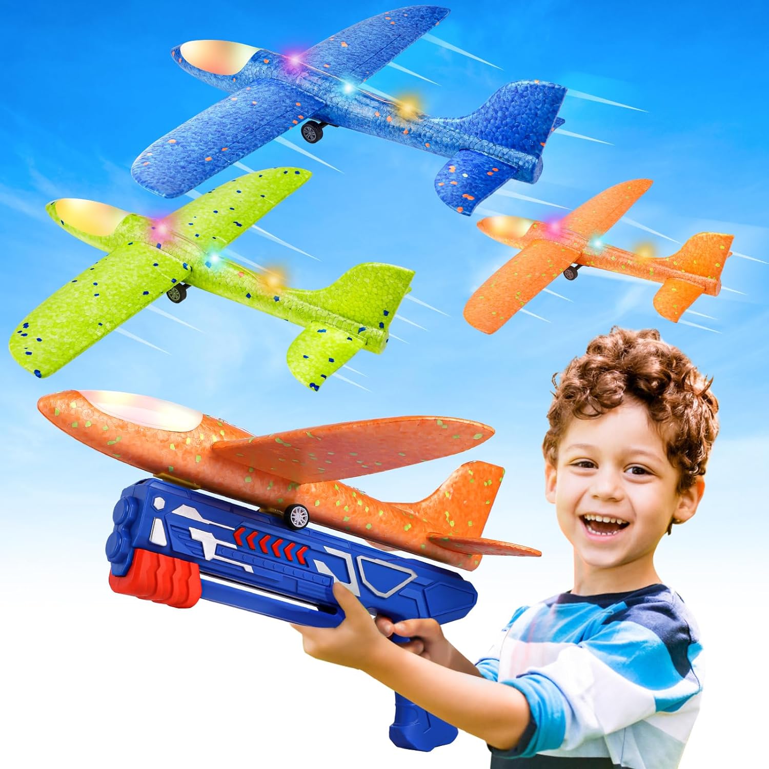 Couleur 38cm Orange sans LED Planeur volant en mousse de 50CM avec Couleur 38cm Orange sans LED Planeur volant en mousse de 50CM avec