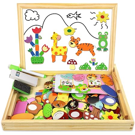 Qianli Puzzle Magnetique Bois avec Tableau Double Face Aimanté pour Enfant 3 Ans et plus--130 Qianli Puzzle Magnetique Bois avec Tableau Double Face Aimanté pour Enfant 3 Ans et plus--130