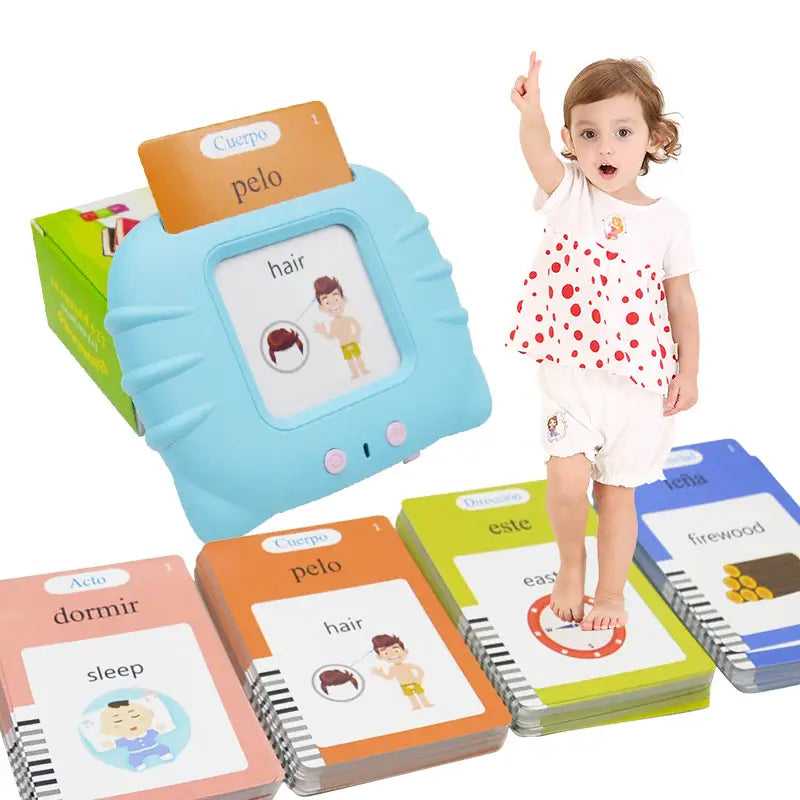 HOMESTEC Cartes Flash parlantes, Jeu éducatif Audible pour Enfants de 2 à 6 Ans, 144 Feuilles, 288 Mots en Espagnol, thème Spatial Jouet Montessori, Bleu HOMESTEC Cartes Flash parlantes, Jeu éducatif Audible pour Enfants de 2 à 6 Ans, 144 Feuilles, 288 Mots en Espagnol, thème Spatial Jouet Montessori, Bleu