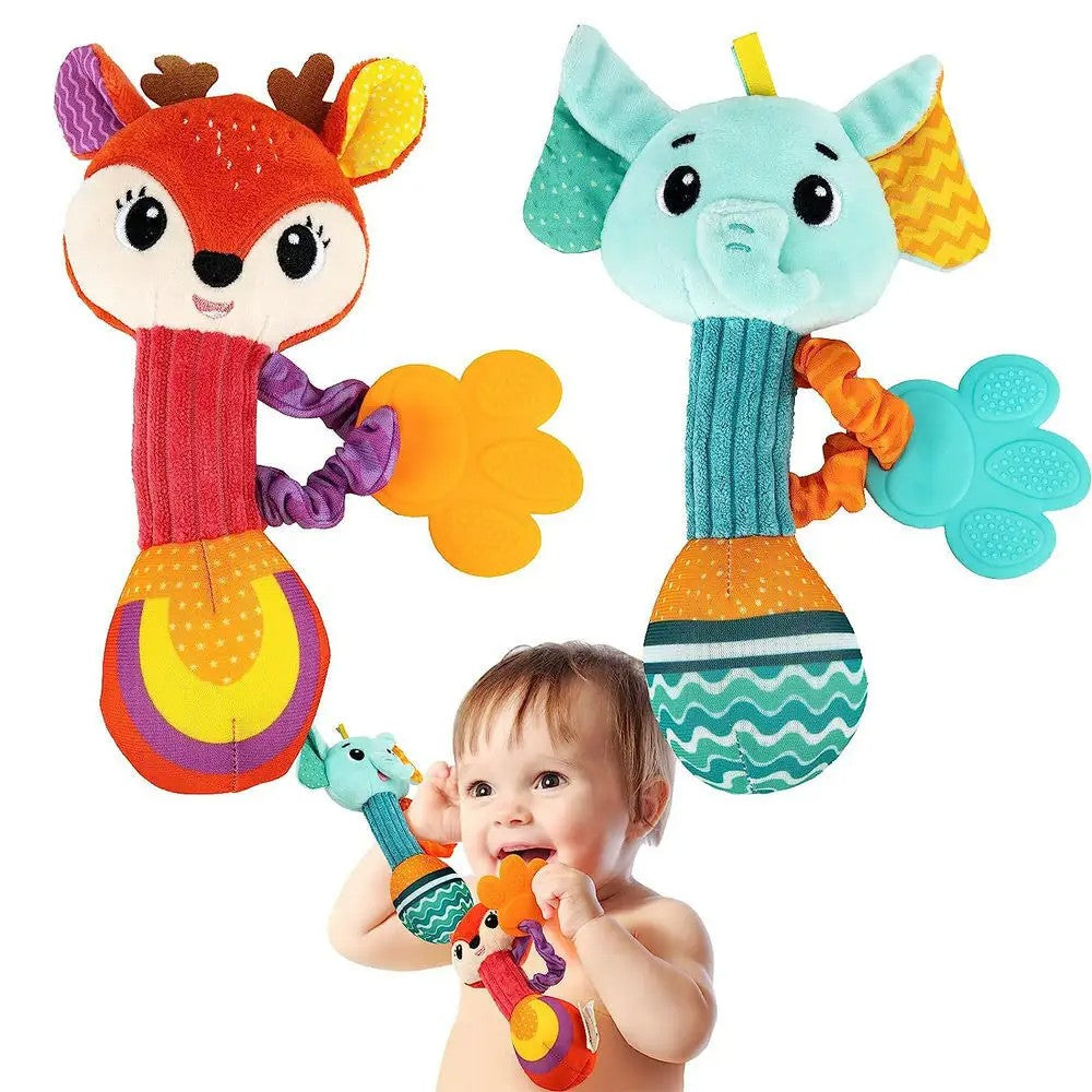 2 Anneaux à Hochet En Peluche Pour Bébé - Jouets D'éveil Sensoriel Doux - Cadeau Anniversaire