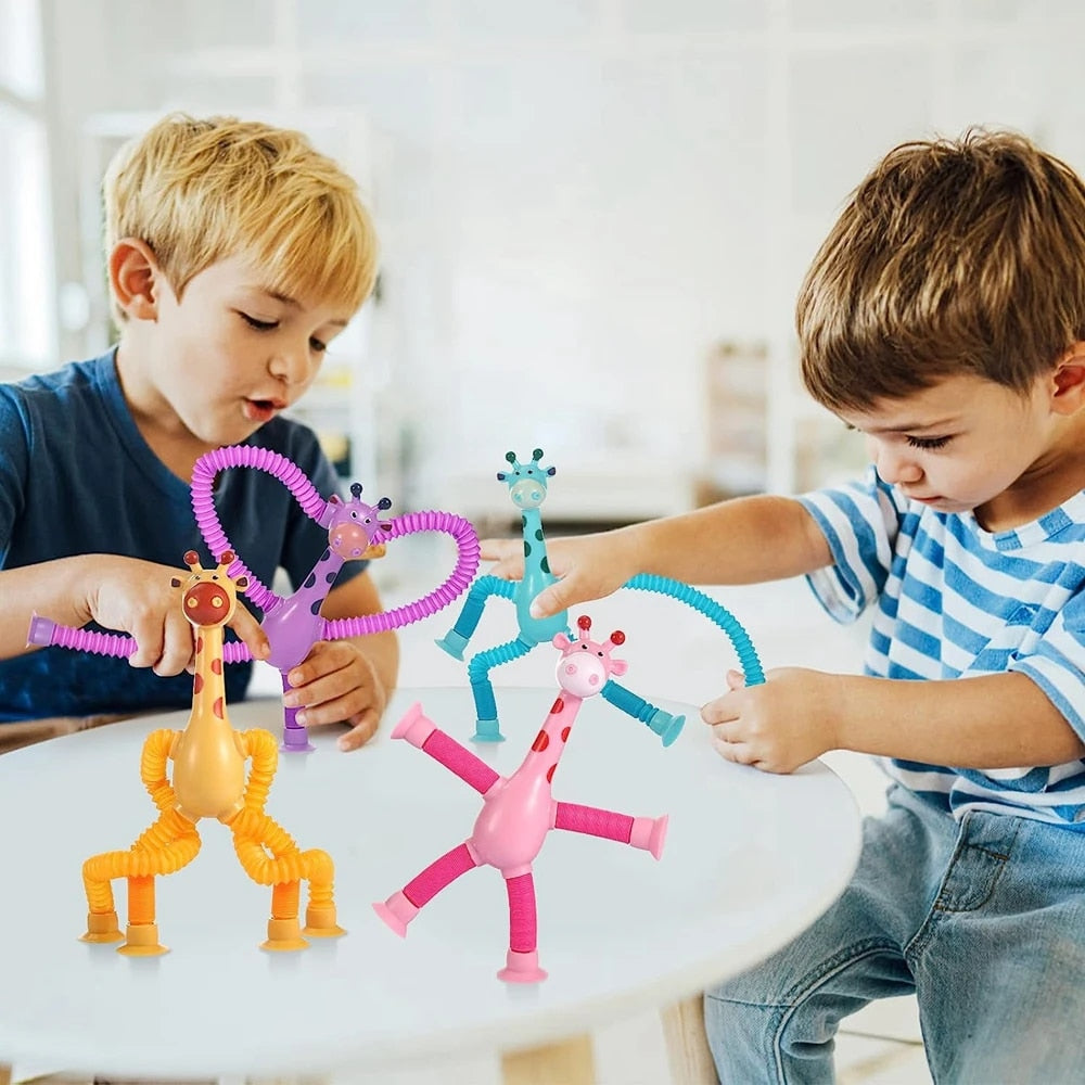 SHOOHS Lot de 4 tubes sensoriels pop à girafe Tubes à girafe télescopiques avec ventouse Jouets sensoriels pour enfants (Girafe SHOOHS Lot de 4 tubes sensoriels pop à girafe Tubes à girafe télescopiques avec ventouse Jouets sensoriels pour enfants (Girafe