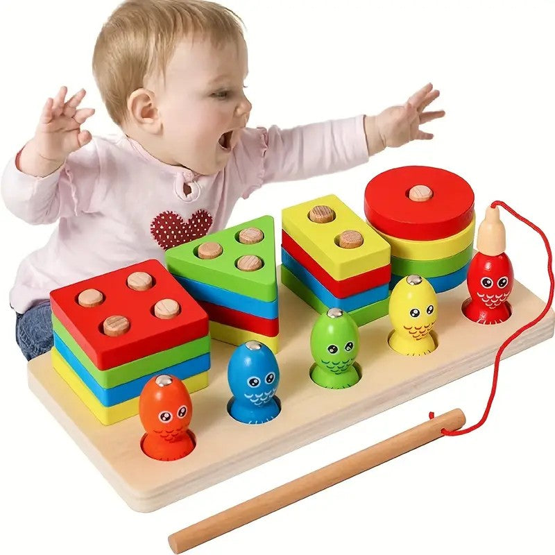Jeu De Pêche Magnétique En Bois Pour Enfants Jouet Éducatif Avec 2 Jeu De Pêche Magnétique En Bois Pour Enfants Jouet Éducatif Avec 2