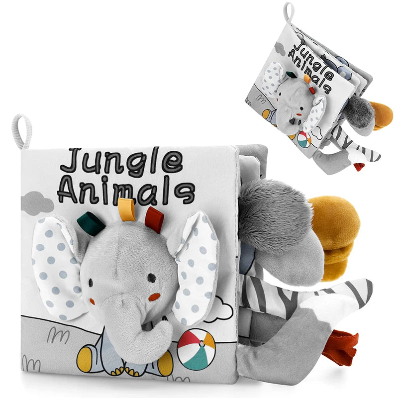 Livre En Tissu Sensoriel Pour Bébé 0-9 Mois - 2 Livres Thème Jungle Et Dinosaures - Éveil Montessori
