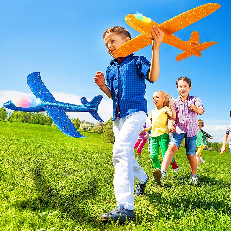 3 Avions Planeurs En Polystyrène Avec Pistolet Catapulte – Jeu De Lancer Extérieur Pour Enfants 3-10 Ans